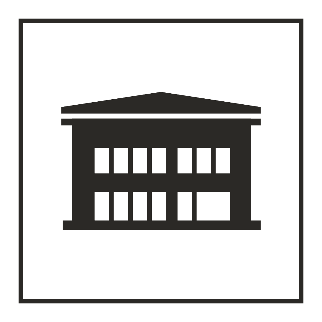 Commercial Buildings A black icon of a building.