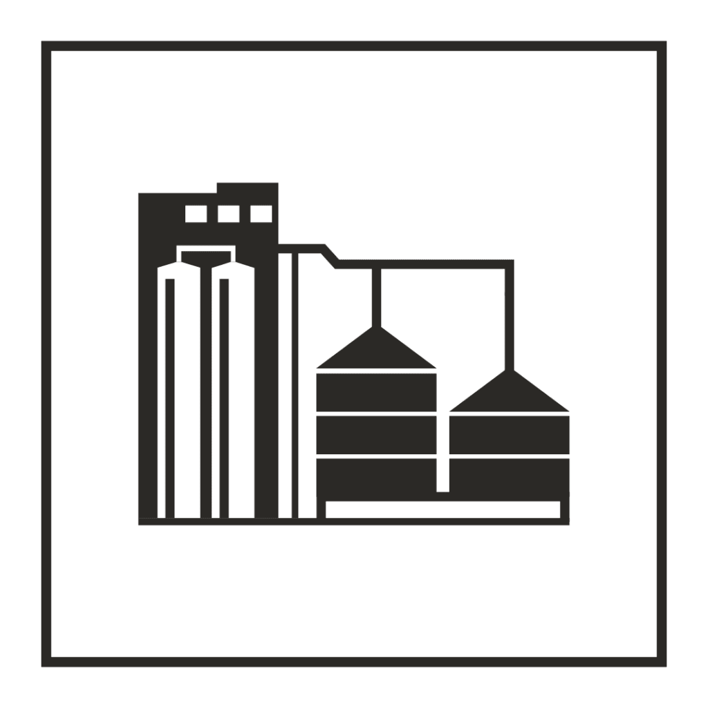 A black grain storage system icon.