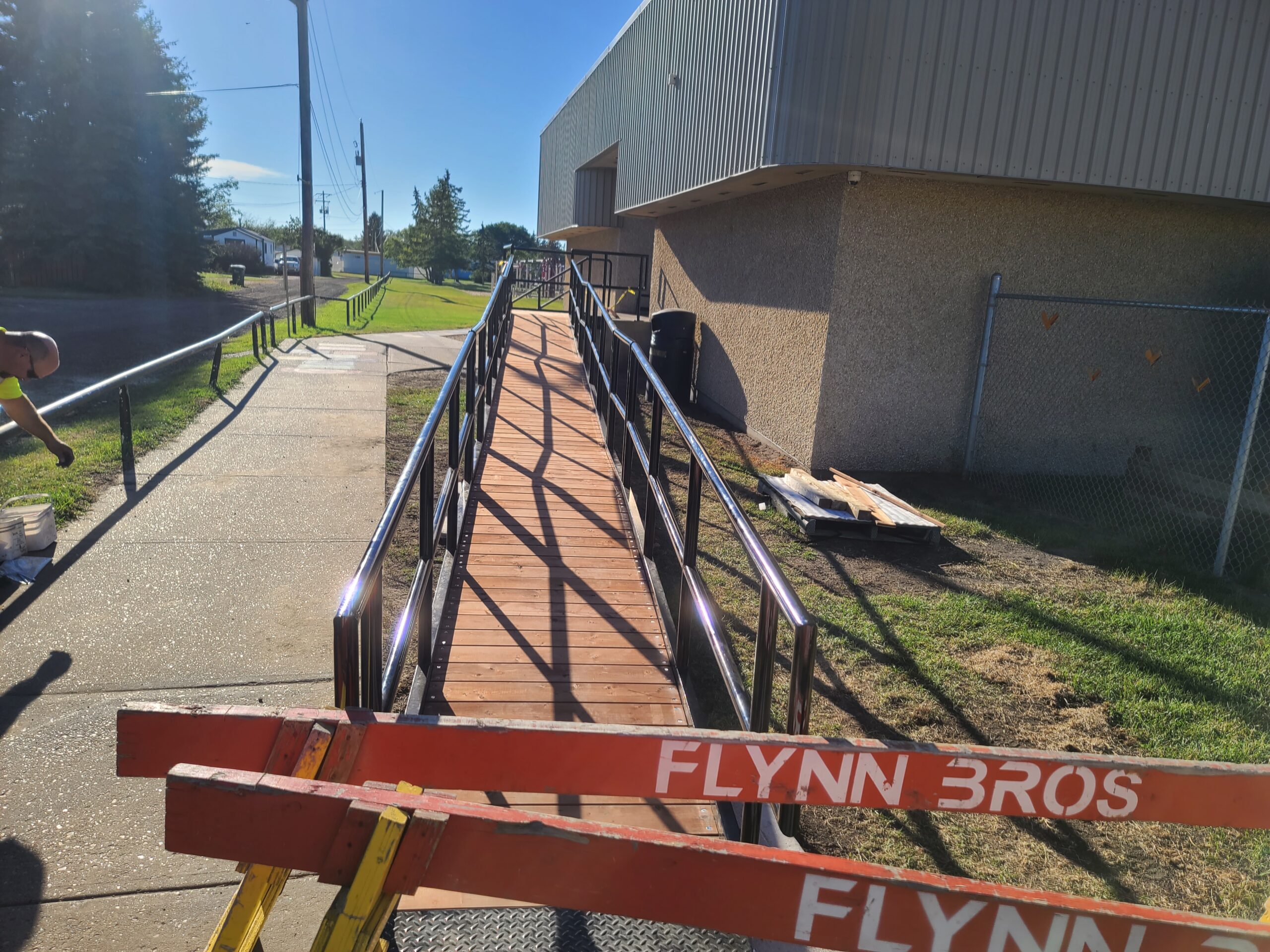 The exterior of Redwater School, showcasing the access ramp built by Flynn Bros Projects.
