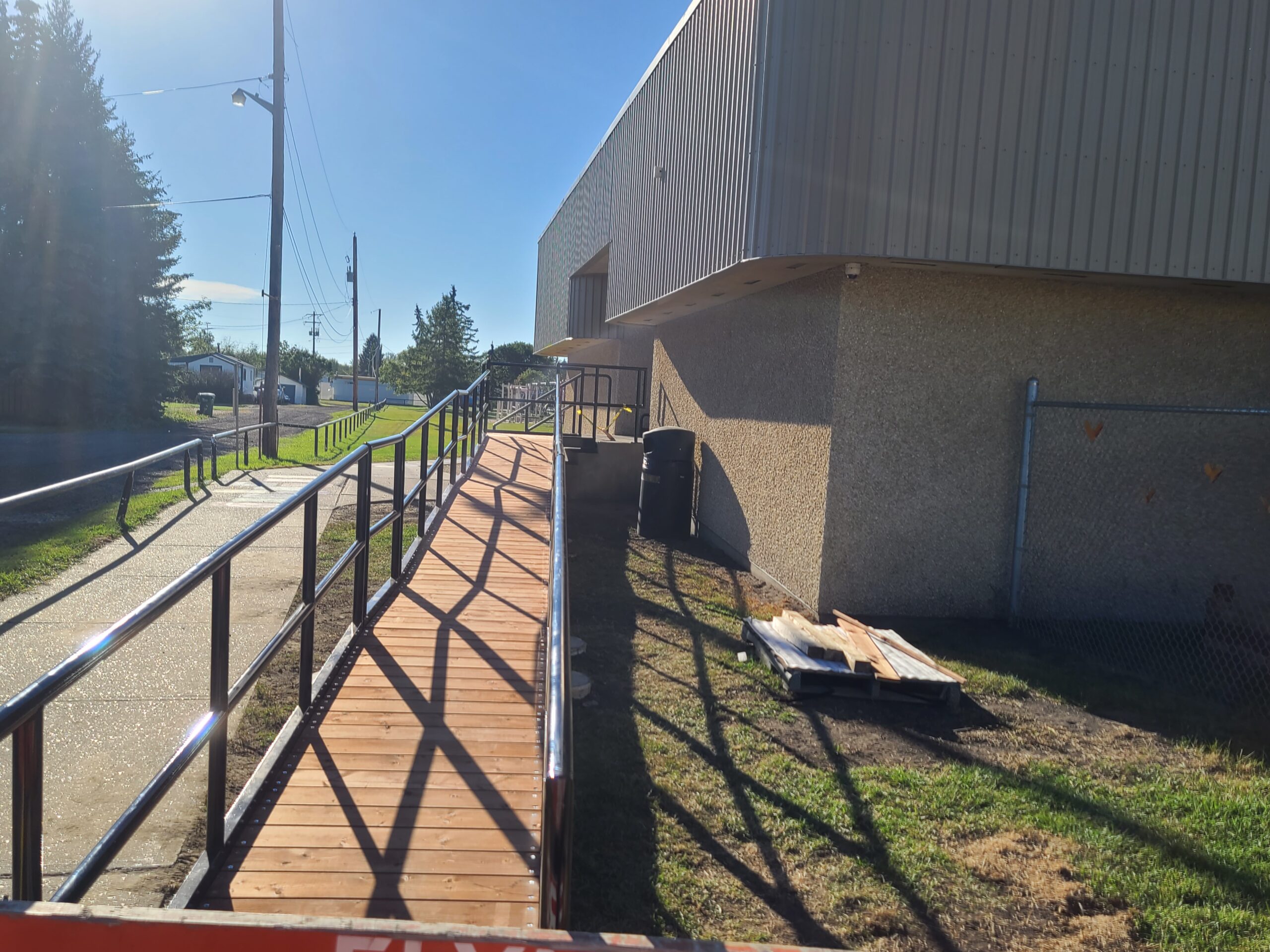 The exterior of Redwater School, showcasing the access ramp built by Flynn Bros Projects.