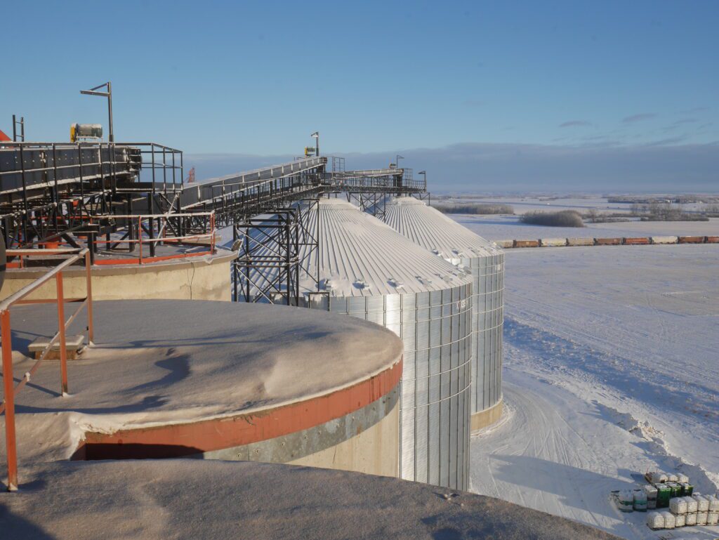 The top of a grain storage system.